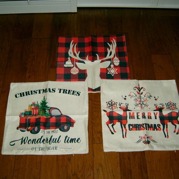 NEW 17 x 17” Holiday Throw Pillow Covers (3), NWOT - Picture 1 of 4